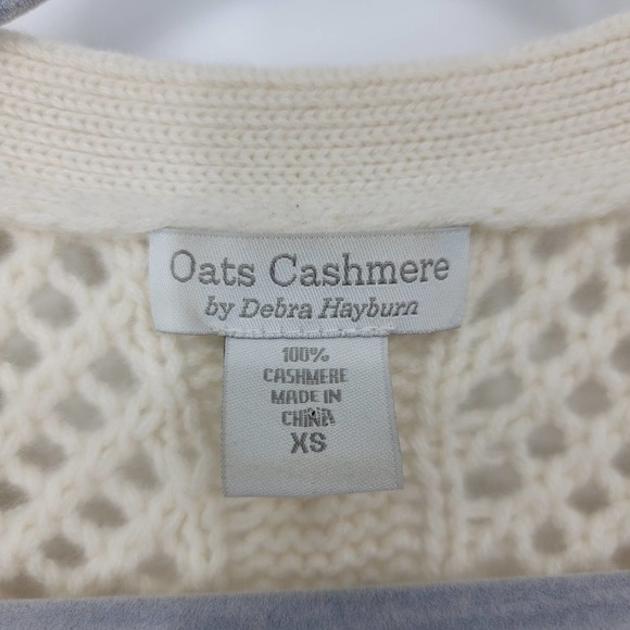 Oats Cashmere Women's Chunky Cable Knit Button Close V-neck Cardigan Size XS - Picture 9 of 10